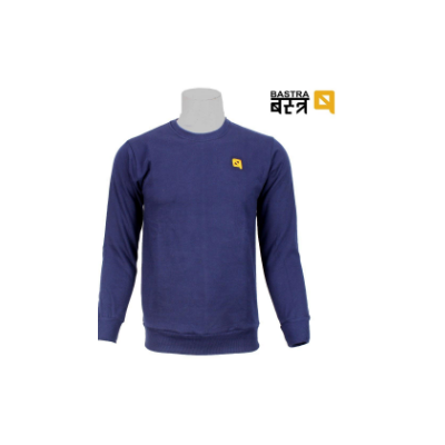 Navy Solid Cotton Fleece Sweatshirt For Men